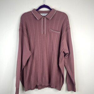 Vintage Da Vinci 70s Polo Shirt Men 3X Pullover Leisure Knit Quarter Zip Soprano